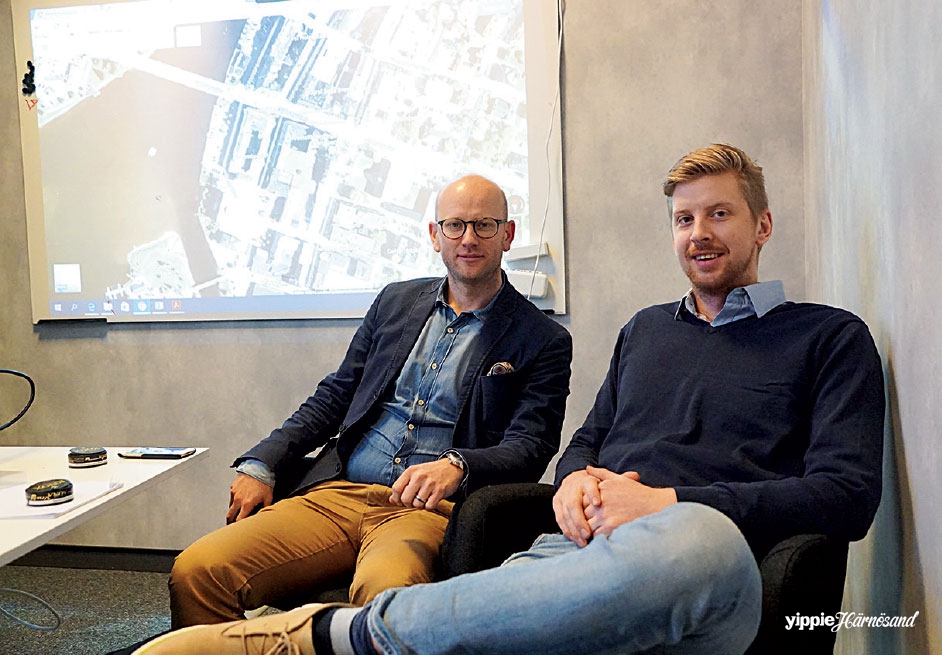 Olof Pergament från Amasten och Emil Westerlind för Westerlinds Fastigheter jobbar tillsammans för att utveckla Härnösands centrum.