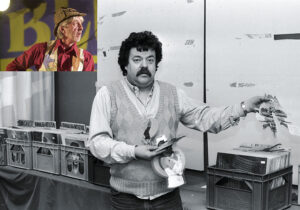 Tommy Ericsson efter ett inbrott på Musikbazaren. Don Craine uppe till vänster.