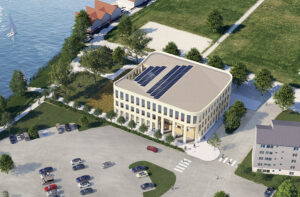 Så här kommer den nya domstolsbyggnaden på Torsviksområdet att se ut när den är klar. SKISS ON ARKITEKTER AB
