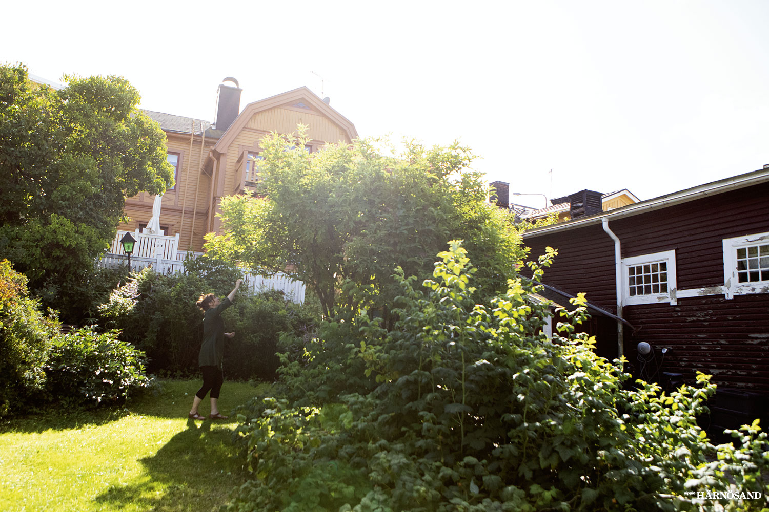 Karin Frejarö ute i trädgården på Skeppsbron