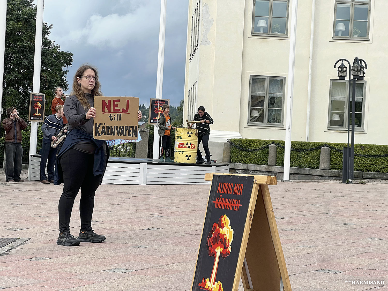 Protest mot kärnvapen. Glöm aldrig Hiroshima och Nagasaki.
